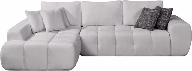 Divano ad angolo sinistro Sidonie in tessuto stile Bubble, 4 posti, Grigio, L: 284 cm x P: 188 cm x H: 83 cm
