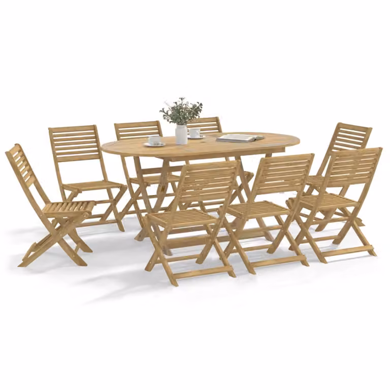 Set da Pranzo da Giardino vidaXL in Legno di Acacia Marrone, 9 Pezzi