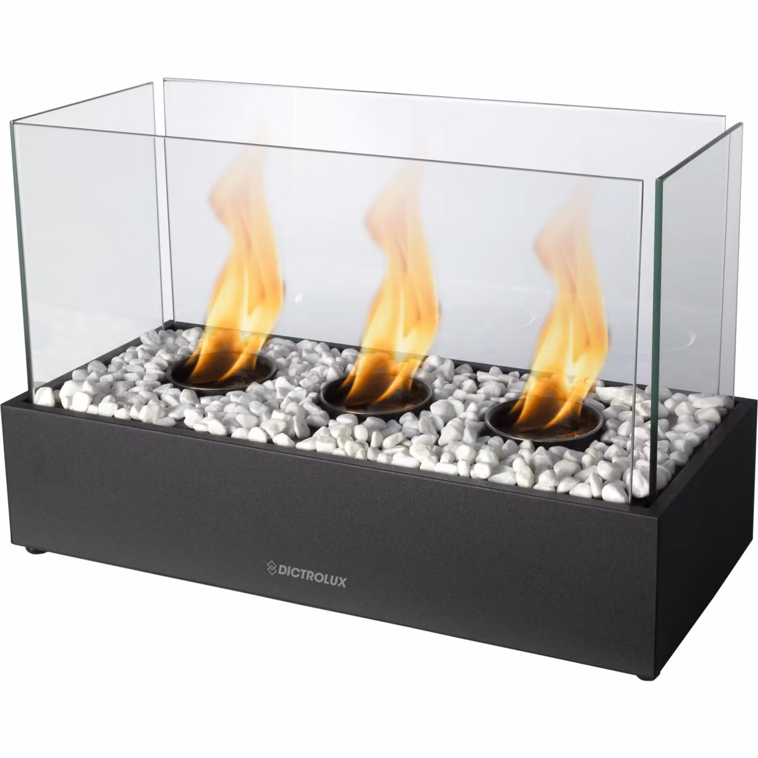 Camino a bioetanolo DICTROLUX Domus con pietre, nero, H 28 cm x L 45 cm x P 20,5 cm