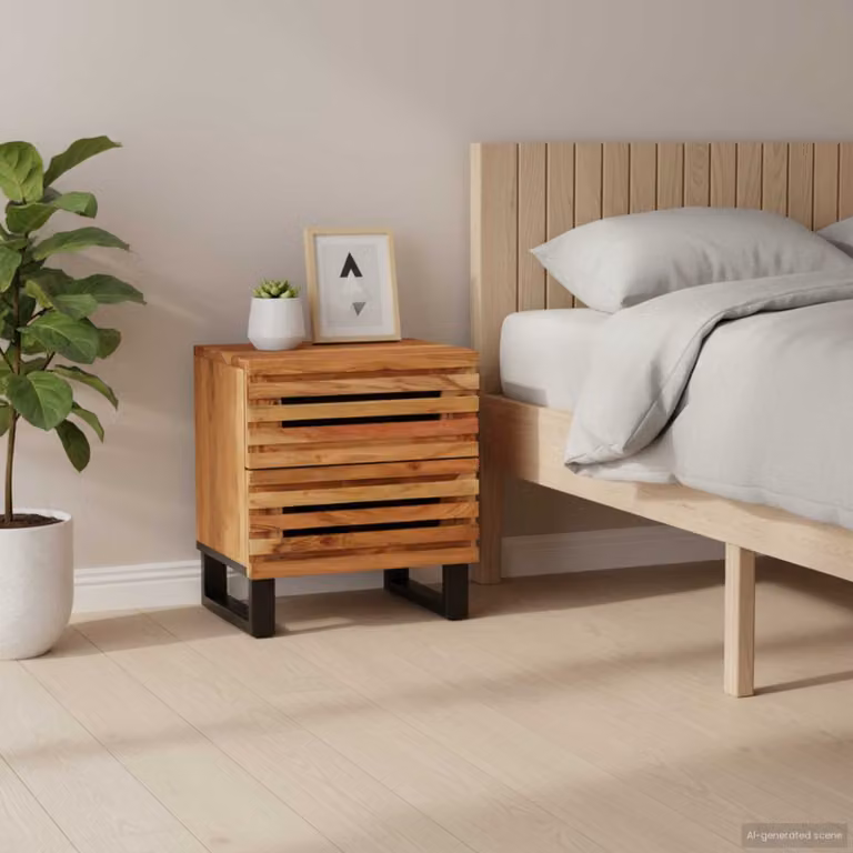 Set di 2 comodini vidaXL in legno massello di acacia marrone stile industrial L/P/H: 40 x 34 x 46 cm