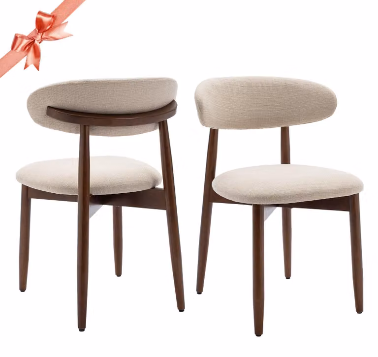 COLAMY Set da 2 sedie da cucina e da sala da pranzo, eleganti e robuste, design minimalista scandinavo, beige