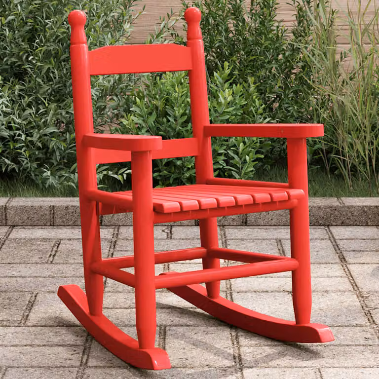 Sedia a dondolo per bambini vidaXL in legno di pioppo laccato rosso L: 57,0 cm, P: 46,5 cm, H: 36,0 cm