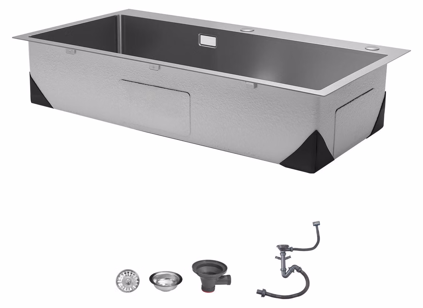 SucceBuy, lavello da incasso monovasca, 85 x 45 x 19 cm, lavello in acciaio inossidabile dal design classico, versatile e adatto per cucina, camper, lavanderia, bar e cucina di preparazione. Lavello dotato di griglia di scarico