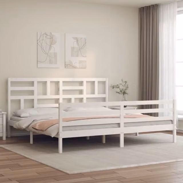Letto con Testiera in Legno Massello di Pino Bianco vidaXL 200x200 cm