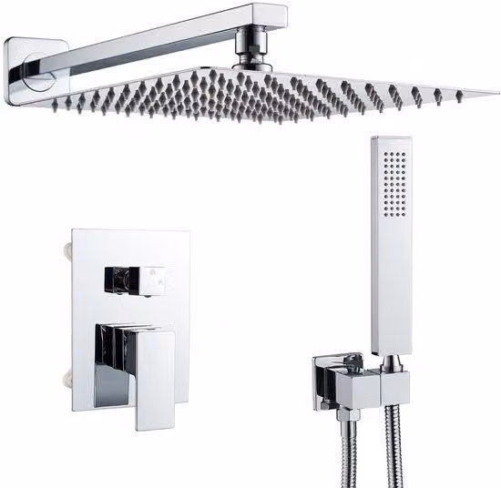 Set doccia da incasso Ibenzoa® con doccia a pioggia e soffione manuale, cromo, ottone massiccio, soffione quadrato, cartuccia in Vetroceramica con 500.000 cicli
