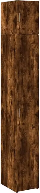 Mobile contenitore moderno a parete in legno composito marrone con ante a battente e ripiani interni L/P/H: 30 x 30 x 225 cm