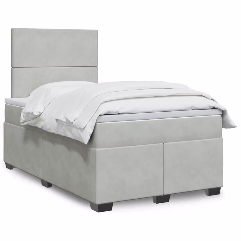 vidaXL Giroletto a Molle con Materasso in Velluto Grigio Chiaro L 120 x P 200 cm