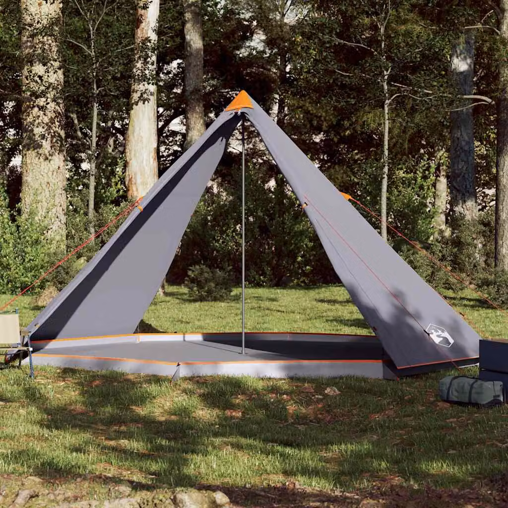 Tenda Familiare Impermeabile vidaXL per 8 Persone in Poliestere Grigia e Arancione