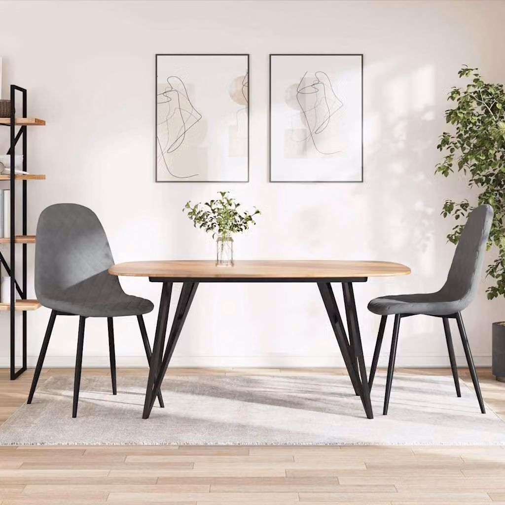 Set di 2 sedie da pranzo vidaXL in velluto grigio con struttura in metallo per cucina e sala da pranzo