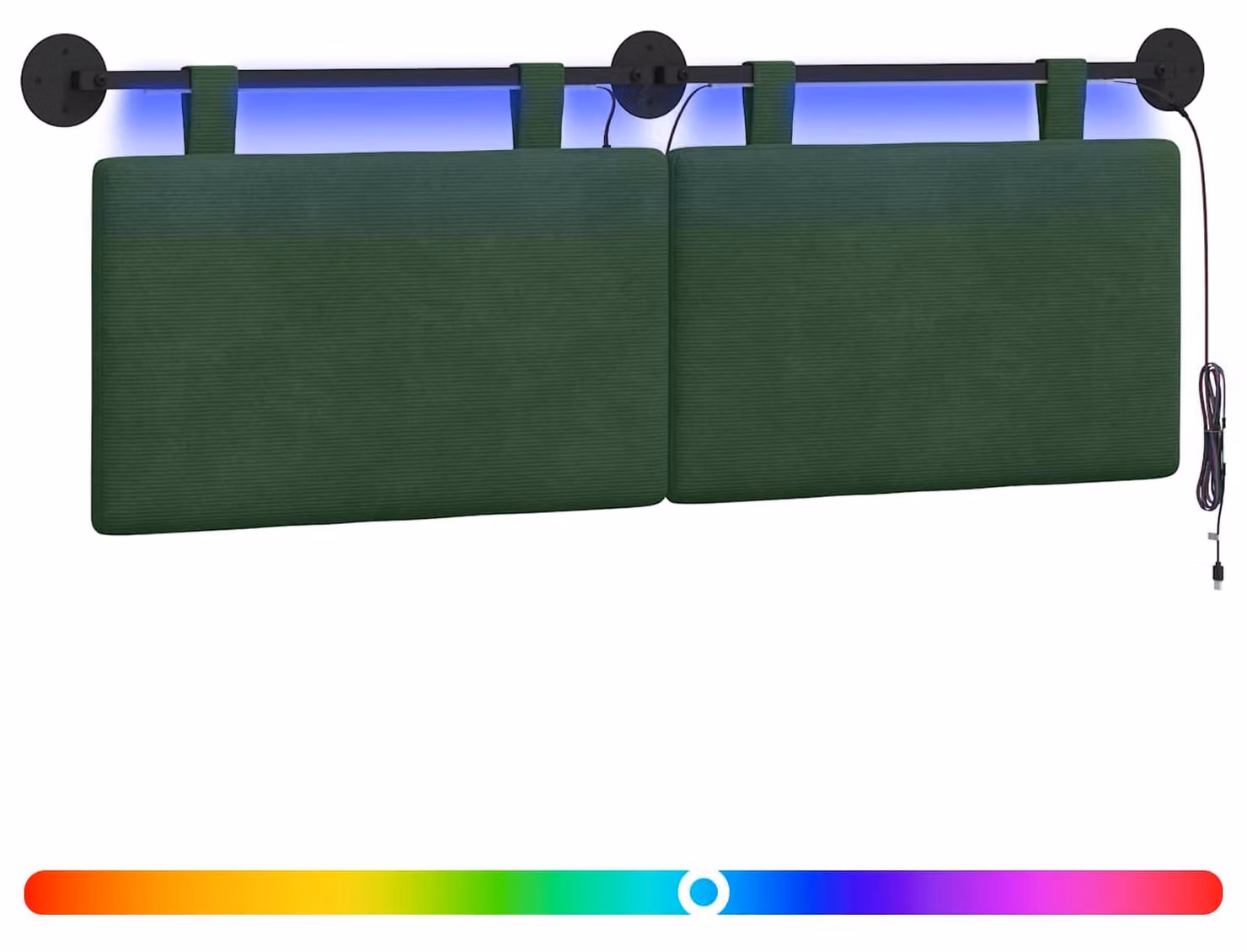 Testiera sospesa Con luce LED Verde Giungla Tessuto in Cords