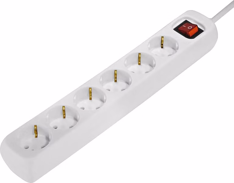 Presa multipla interruttore a 6 vie 1,4 m bianco