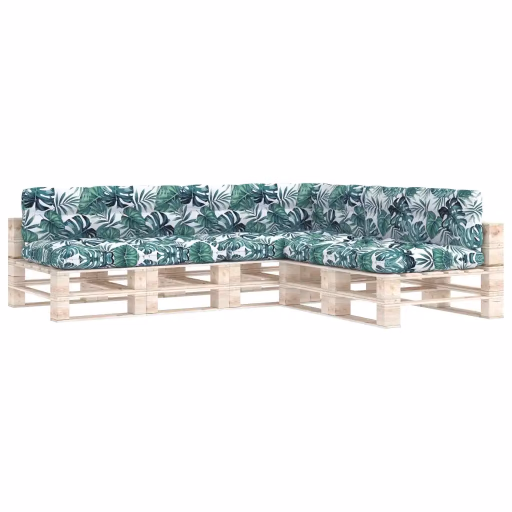 Set di 7 cuscini per divano pallet vidaXL con motivo a foglie, colore verde, L/P/H: 120 x 80 x 10 cm – 2