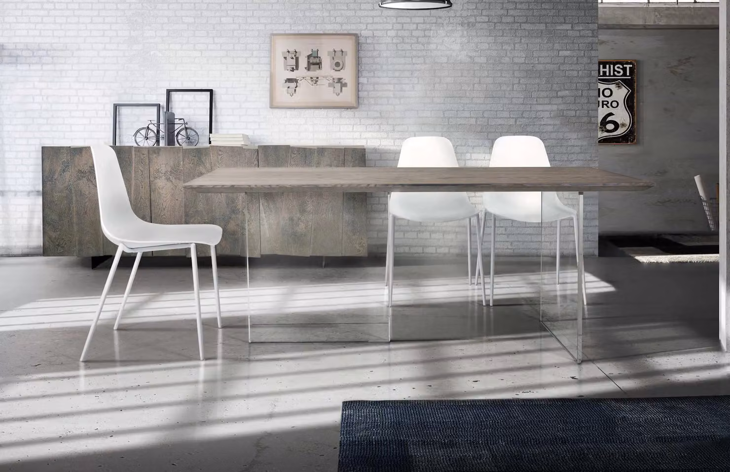 Tavolo fisso in rovere massello nodato Mobili 2G con finitura beton grigio, L/P/H: 180 x 90 x 75 cm – 2