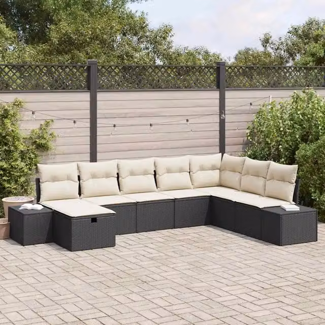 Set Divano da Giardino 8 pz Nero polyrattan 3359426