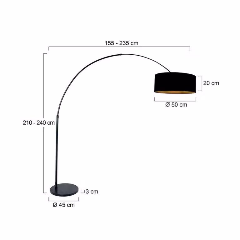 Steinhauer Lampada ad arco Sparkled Light, dimmerabile, Nero, Soggiorno / Sala da pranzo, Metallo, Moderno, Lampada da terra