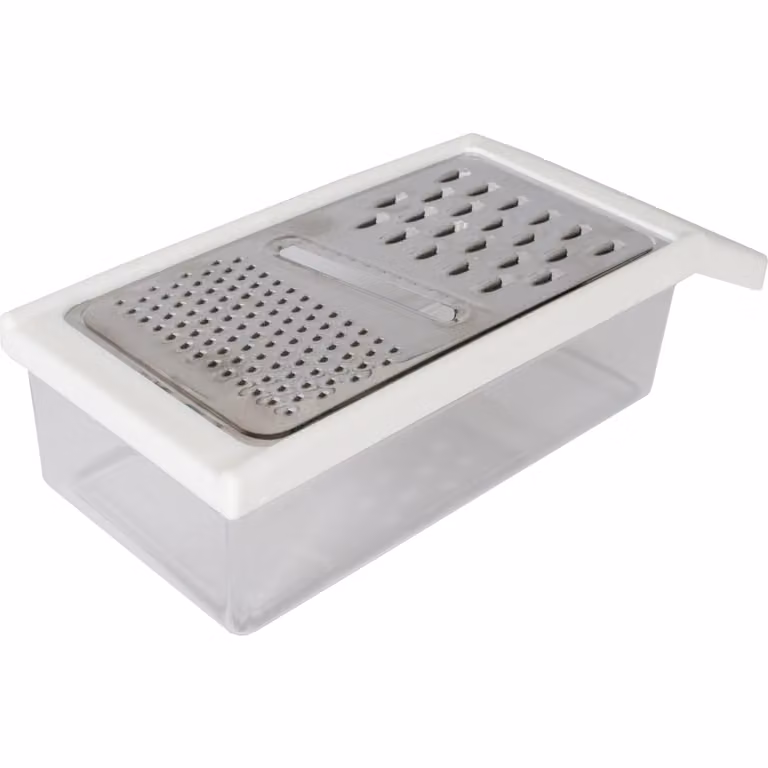 GUSTO CASA Grattugia in Acciaio Inox con Vaschetta da 850 ml e Lame Multiple, Colore Bianco