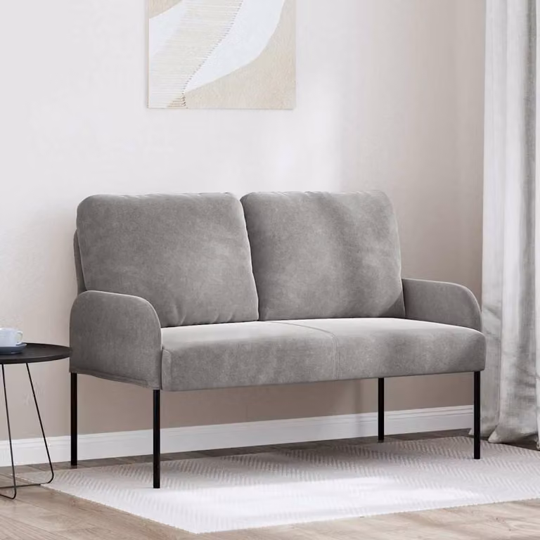 Divano moderno vidaXL in tessuto grigio con cuscini, L: 115 cm, P: 80 cm, H: 56 cm