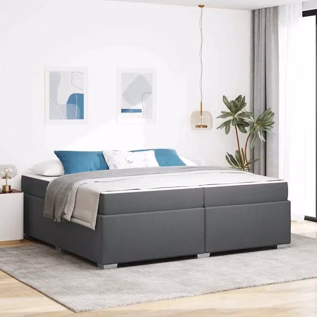 Struttura letto moderno vidaXL in tessuto grigio con base a molle L/P: 200 x 200 cm – 1
