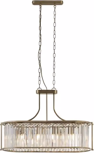 Lampadario Contemporaneo Victoria Acciaio Adjustable Vetro 5 Luci E27