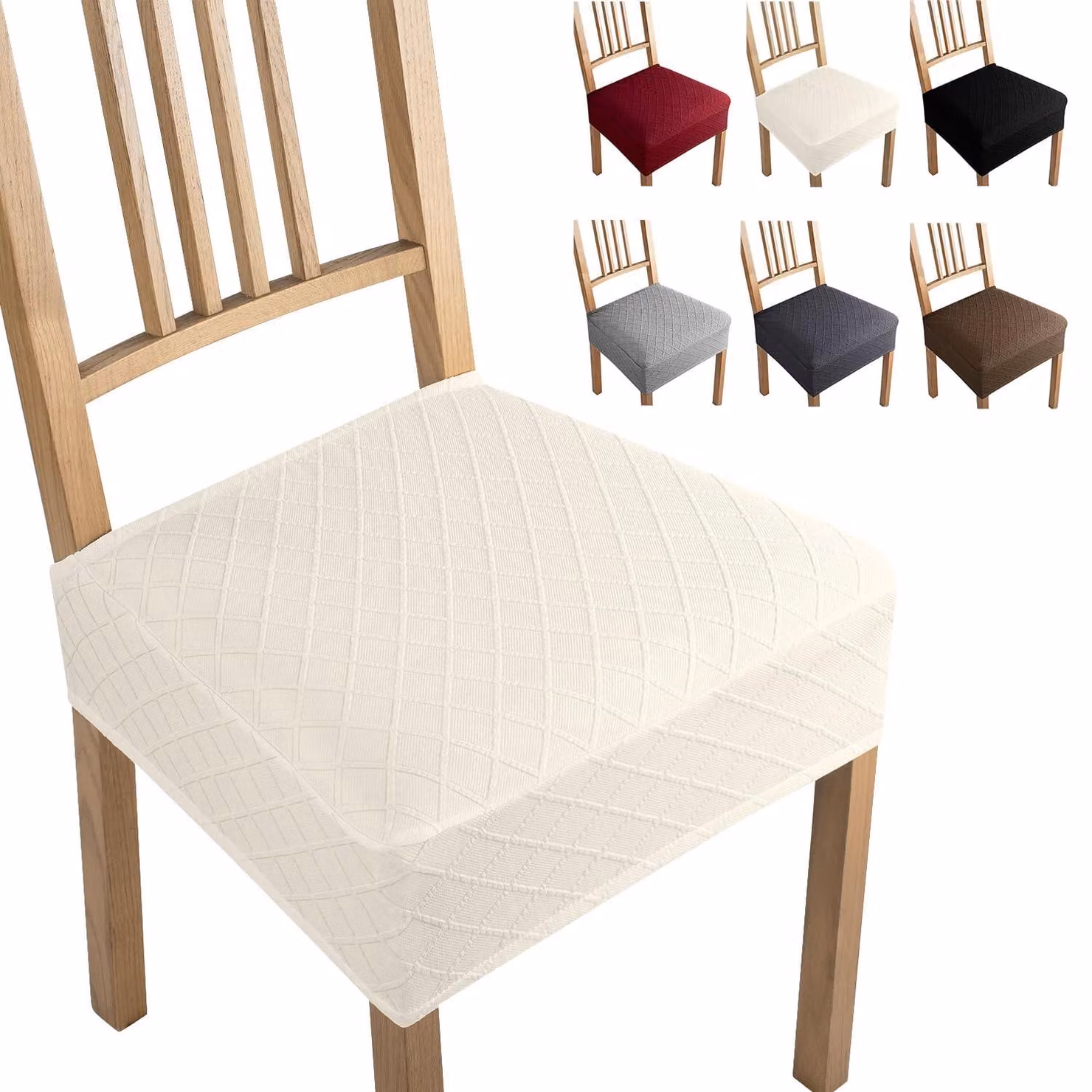Set di coprisedie, in tessuto jacquard elasticizzato, composto da 6 pezzi, lavabile, adatto per sedie da pranzo