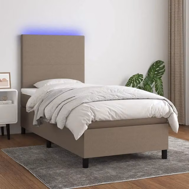 Letto Ibrido con Materasso vidaXL in Tessuto Beige con Illuminazione LED e Porte USB L/P: 80 x 200 cm, H: 118 cm – 1