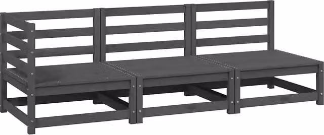 Set Divani da Giardino 3 pz | Set Salotto da Giardino Grigi in Legno Massello di Pino