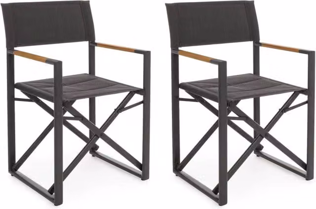 Set 2 Sedie Pieghevoli da Regista 51x54x86 cm in Alluminio Lagun Antracite