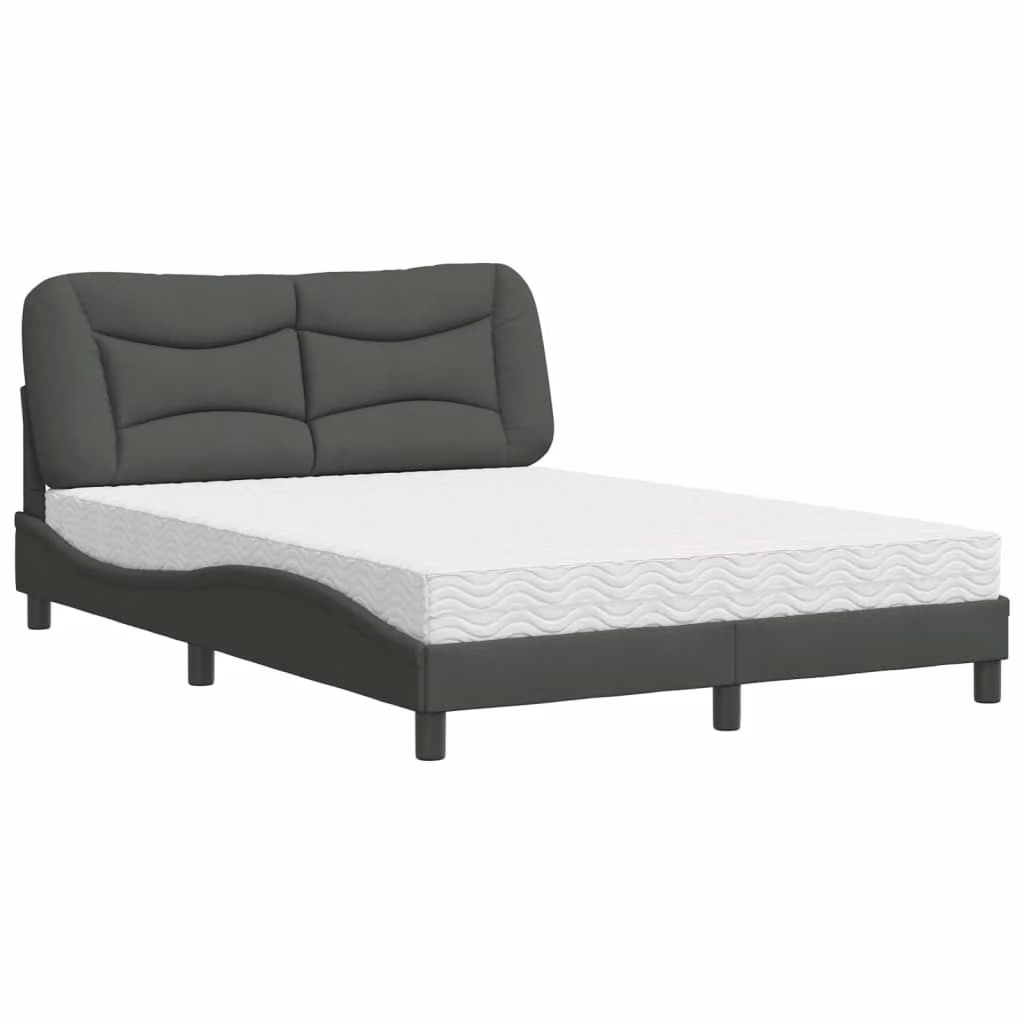Letto con Materasso Hvar Grigio Scuro 140x190 cm Tessuto