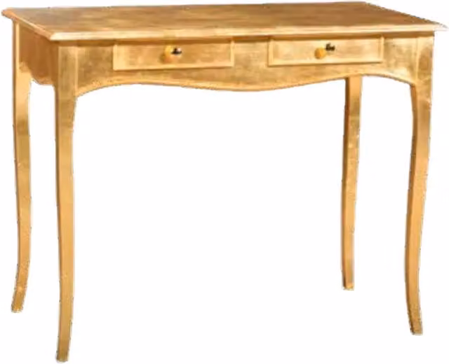 Consolle in legno 2 cassetti finitura foglia oro l.101 p.54 h.80 - Mobili 2G