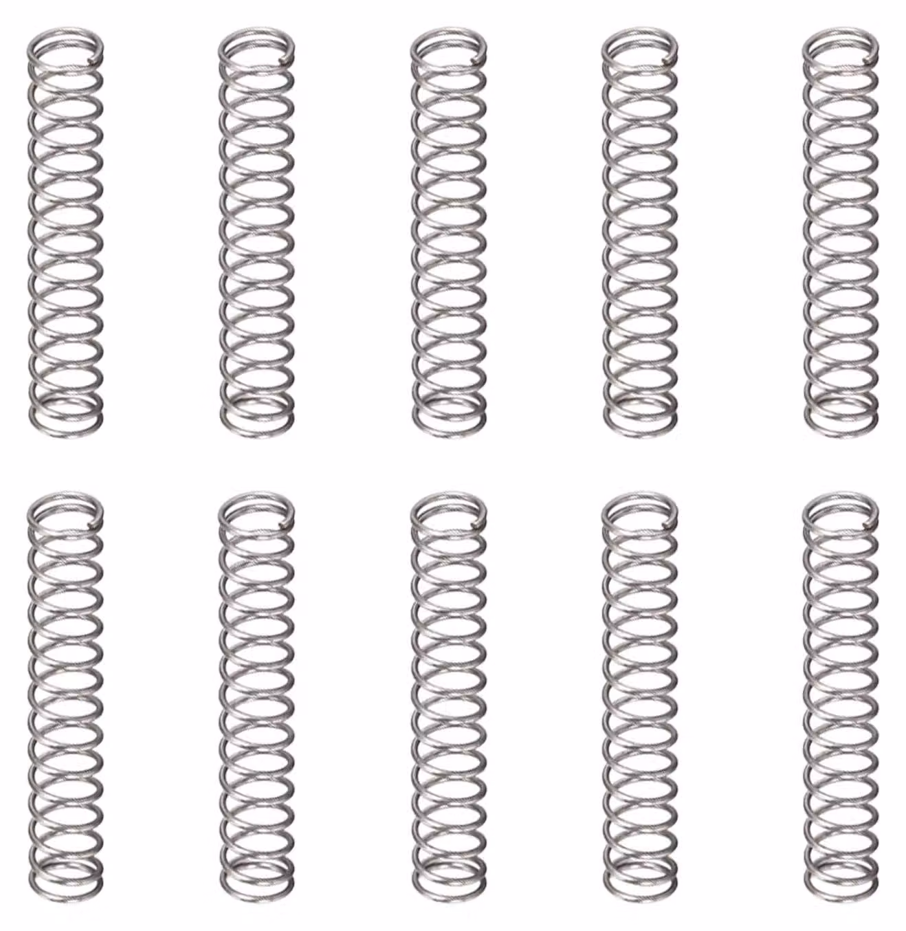 Molla a compressione, dimensioni 0,4x4x25 mm, confezione da 10 pezzi, acciaio, colore grigio