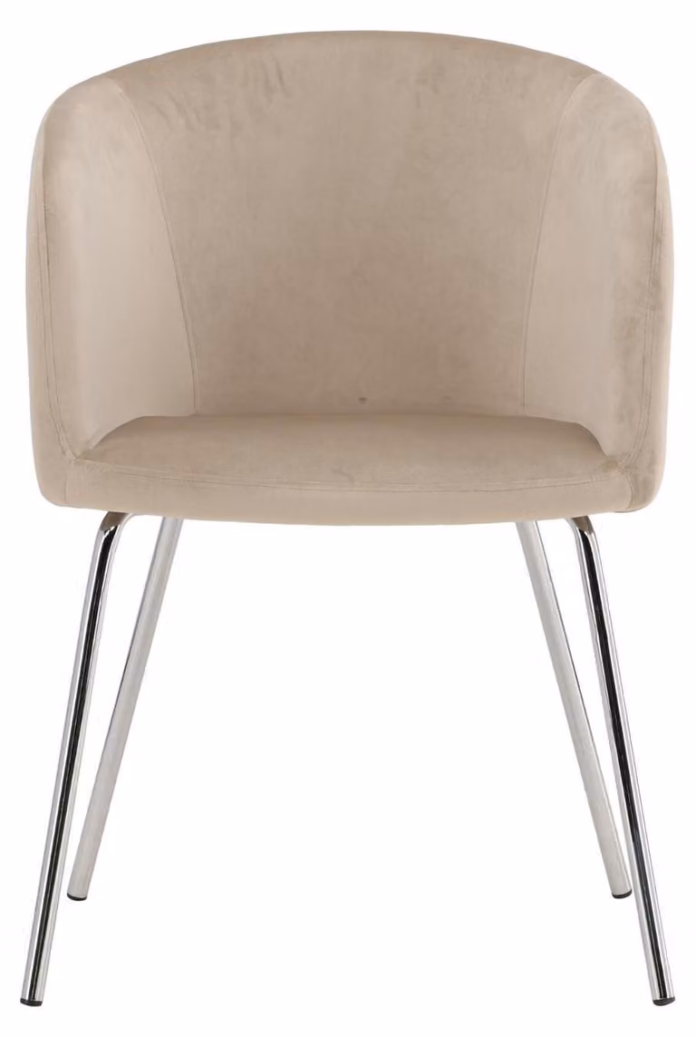 Sedia da pranzo Berit, con braccioli, in velluto beige.