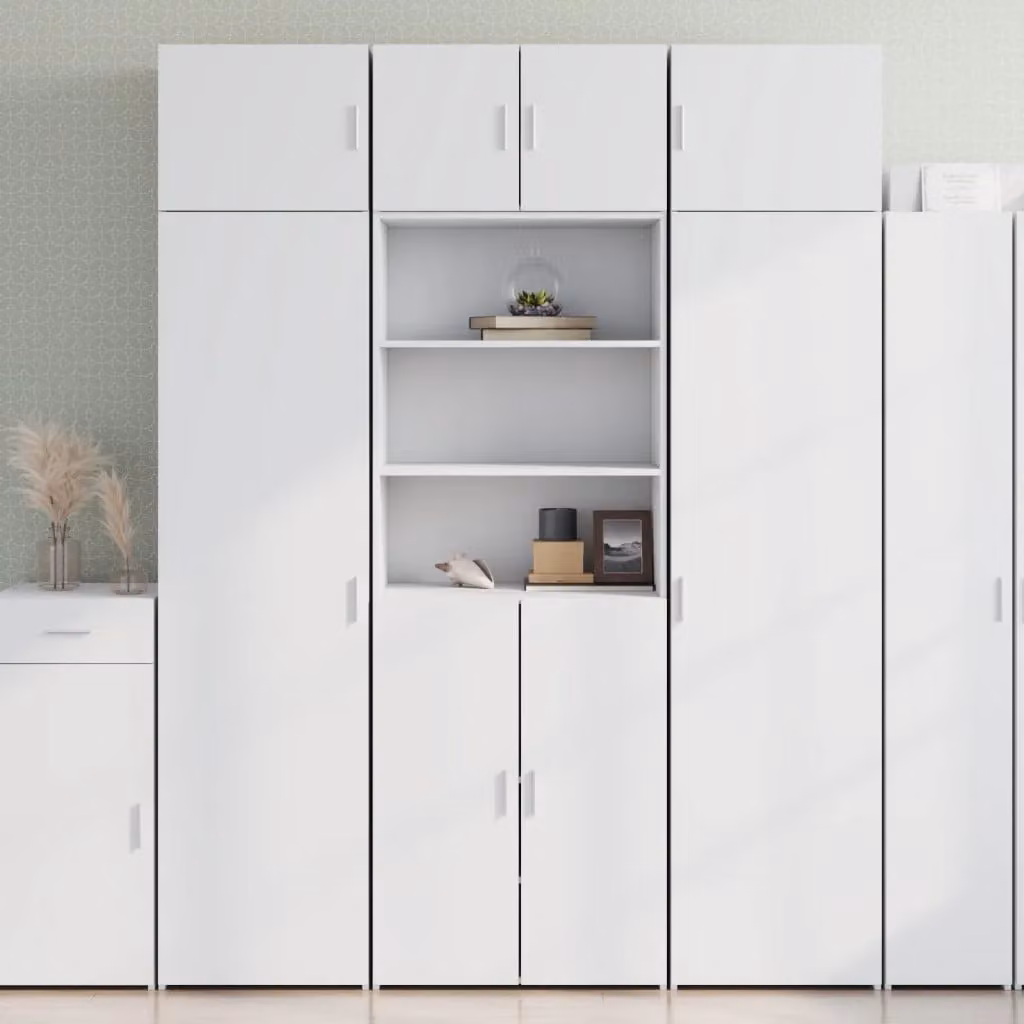 vidaXL Credenza Moderna Bianca in Legno e MDF con Ante a Battente e Ripiani Interni L: 70 cm, P: 42,5 cm, H: 185 cm