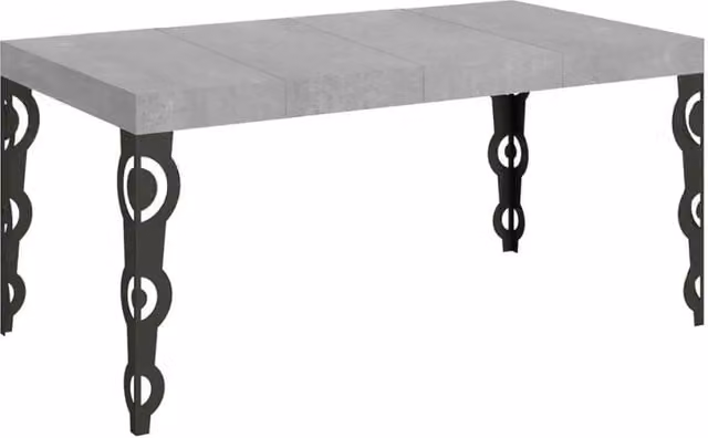 Tavolo allungabile moderno Ityhome colore grigio cemento con gambe antracite L: 130-234 cm, P: 90 cm, H: 77 cm – 1