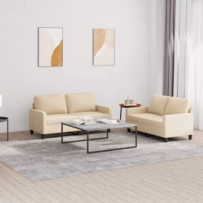 Maison Exclusive - Set divano a 2 posti con cuscini in tessuto color crema