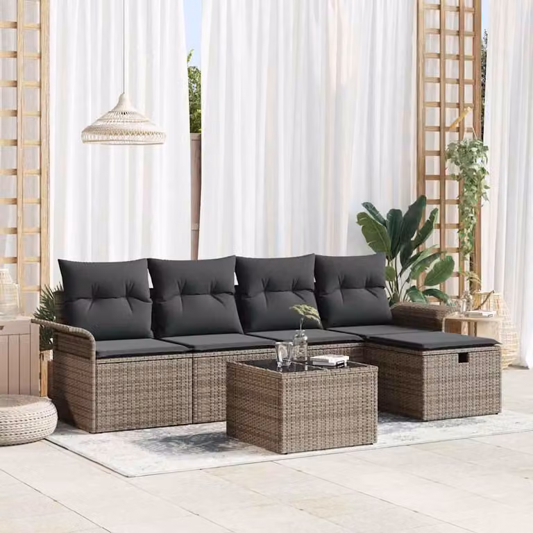 Maison Exclusive - Set da giardino con divano e 6 sedie, in rattan sintetico