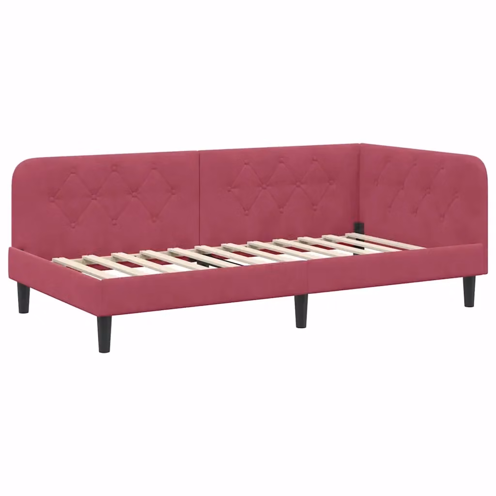 Cornice del letto ad angolo vidaXL in velluto rosso, L/P/H: 204 x 140 x 104 cm – 2