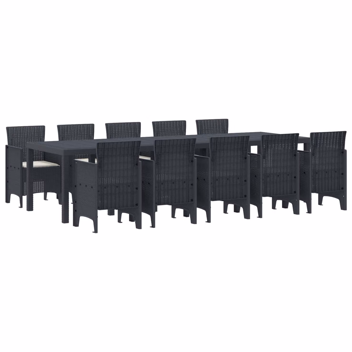 Set da pranzo per giardino e terrazza vidaXL in rattan antracite e beige, 11 pezzi – 1