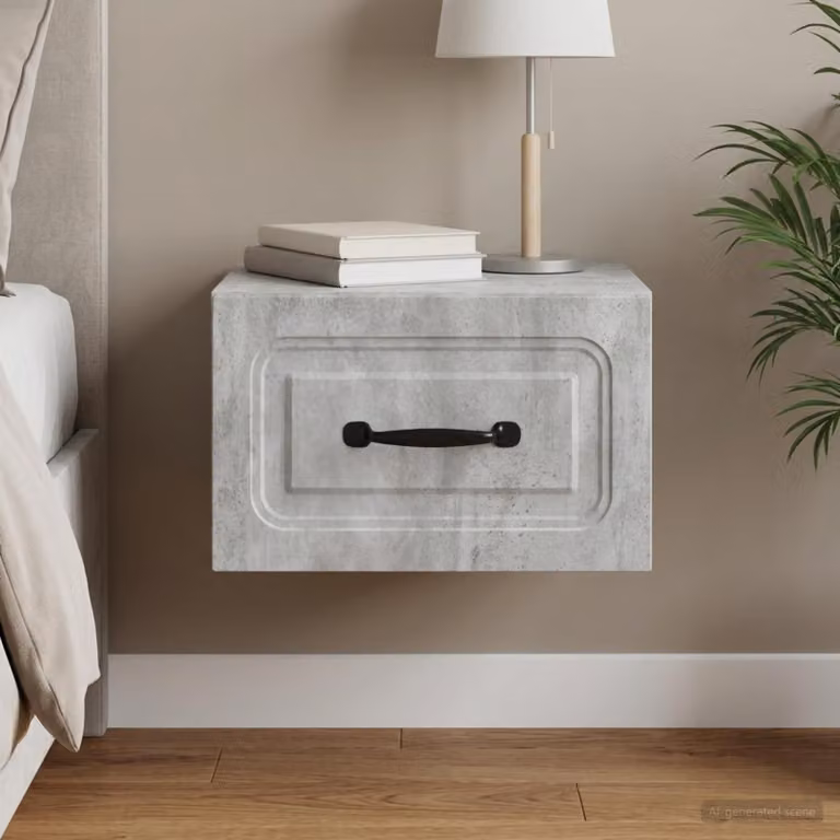vidaXL Mobiletto da notte sospeso moderno Grigio opaco L: 34,5 cm, P: 33 cm, H: 20 cm