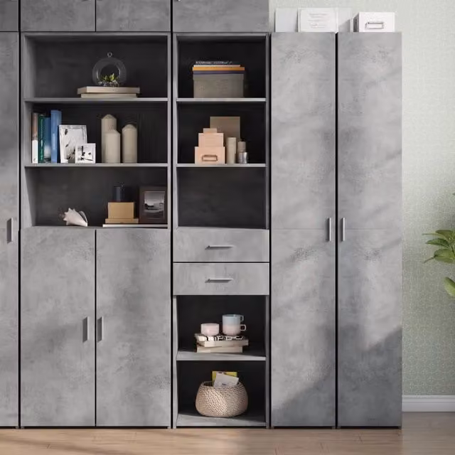 Credenza moderna vidaXL in legno multistrato grigio, sospesa a parete, L 45 cm x P 42,5 cm x H 185 cm