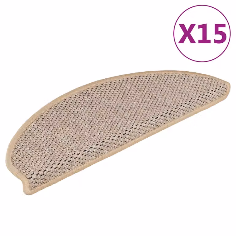 vidaXL Tappeti Adesivi Scale Aspetto Sisal 15pz 65x21x4cm Beige Chiaro