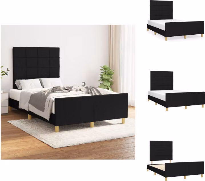 vidaXL Struttura letto con testiera in tessuto nero 120x200 cm - Letti e strutture letto