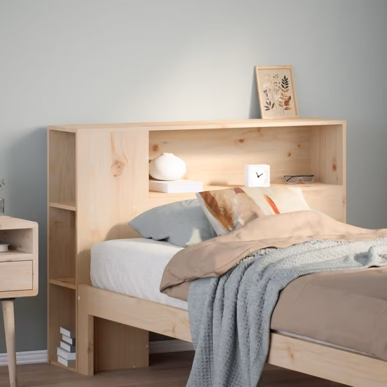 Testiera con Ripiani vidaXL in Legno Massello di Pino, Colore Marrone/Beige