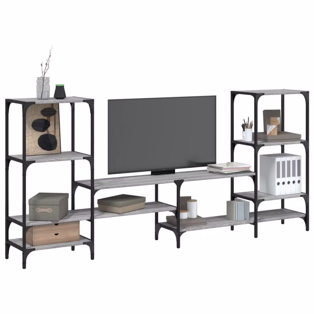 vidaXL Mobile Porta TV Moderno Grigio Sonoma in Legno e Metallo L 206,5 cm x P 28,5 cm x H 95 cm