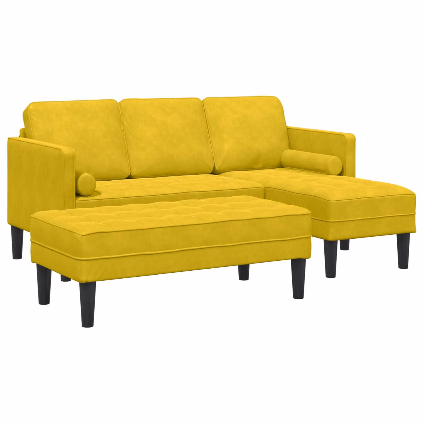 Set di divani angolari a L vidaXL in velluto giallo con cuscini, design moderno per il tuo soggiorno