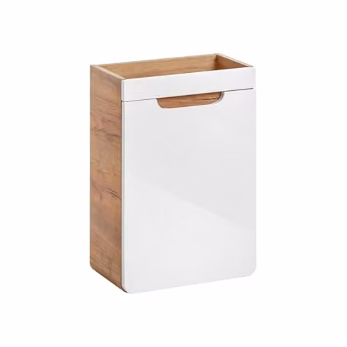Mobile Bagno ERBANO – rovere chiaro e bianco lucido – 40 x 60 cm – 1 anta – da appendere