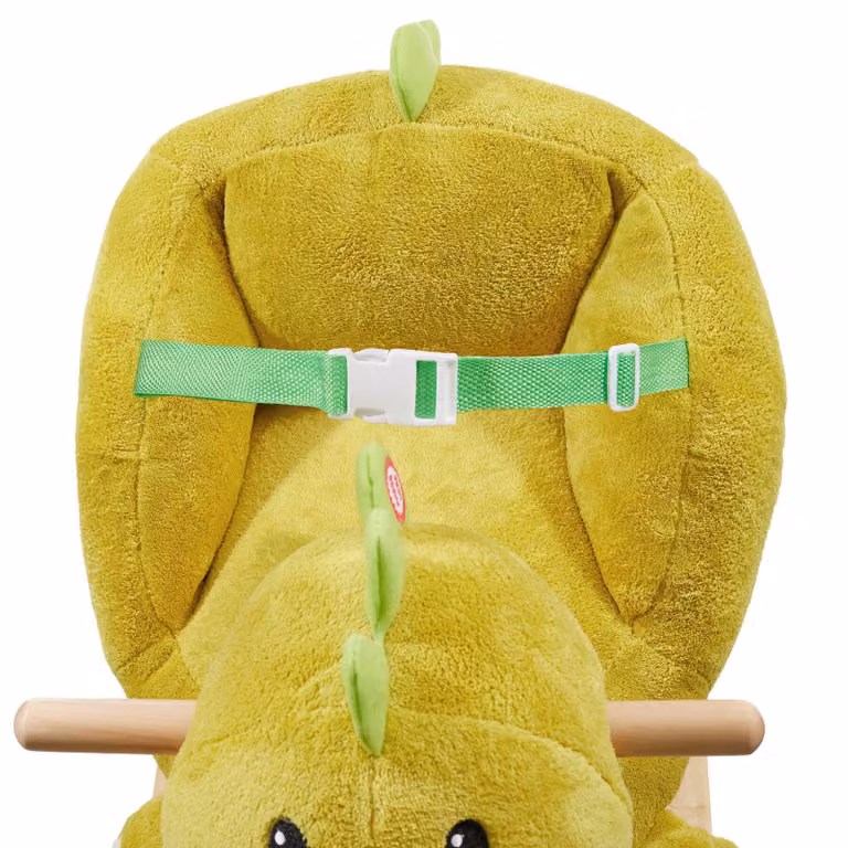 Dondolo dinosauro Tectake con rivestimento in peluche verde per bambini dai 12 mesi