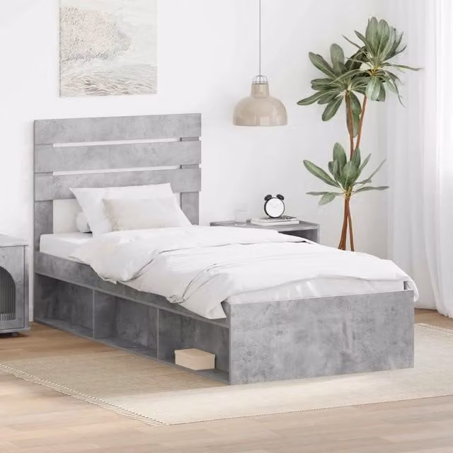 Giroletto in pino massello Grigio Concrete per la tua camera da letto L/P/H: 90 x 190 cm