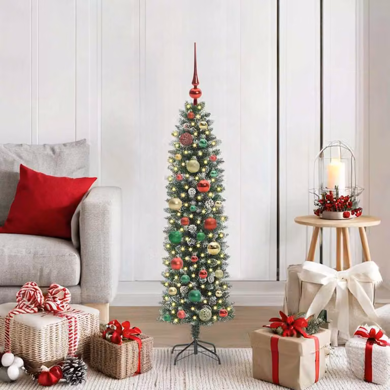 Maison Exclusive - Albero di Natale artificiale slanciato, verde e bianco, 120 cm