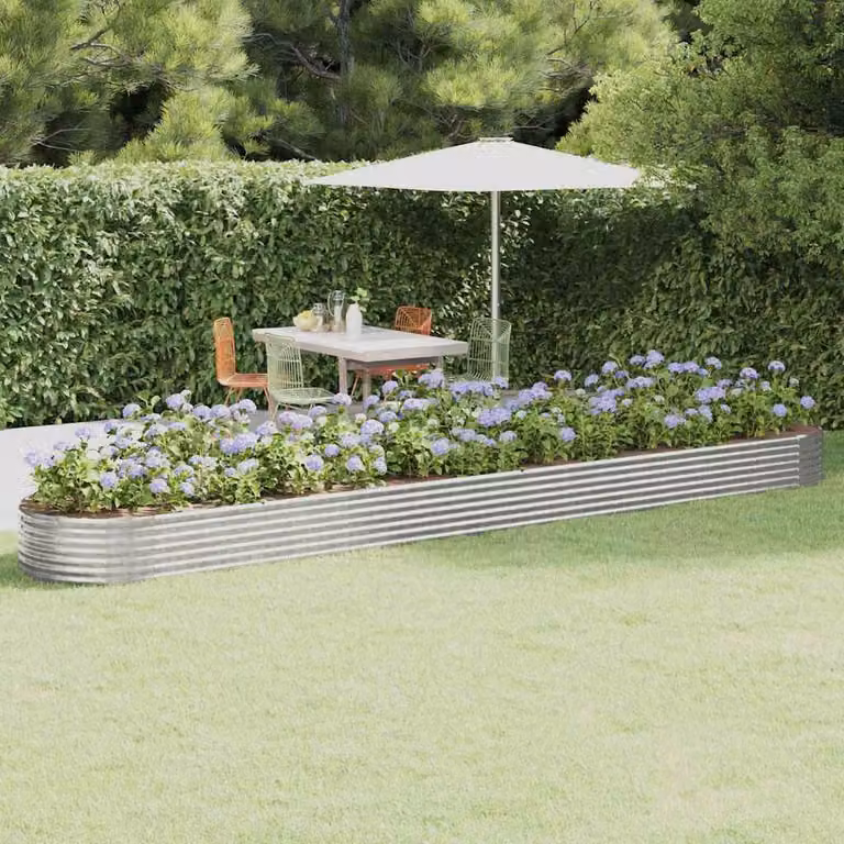 Letto da giardino rialzato vidaXL in acciaio zincato argento L: 544 cm, P: 100 cm, H: 36 cm
