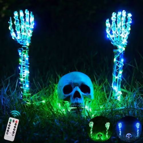Set scheletro-teschio con catena luminosa di 3 metri e telecomando